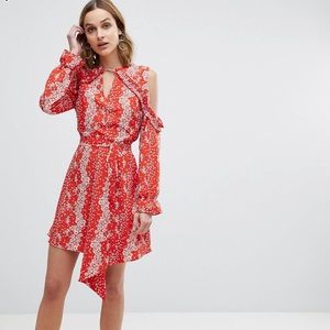 River Island cold shoulder floral print dress